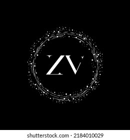 Initial ZV Abstract Modern Letter Logo Design vector With Black Background.