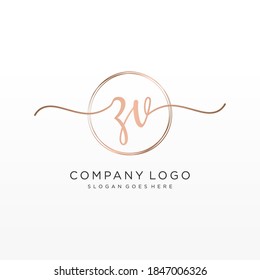 Monograma inicial de belleza ZV y diseño elegante de logotipo, logotipo de escritura a mano de firma inicial, boda, moda, floral y botánica con plantilla creativa.