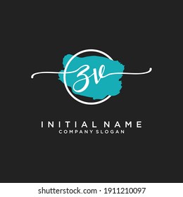 Initial ZV beauty monogram and elegant logo design, handwriting logo of initial signature, wedding, fashion, floral and botanical with creative template.