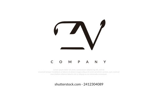 Initial ZV Logo Design Vector 