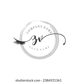 Initial ZV monogram eye and eyelash handwriting