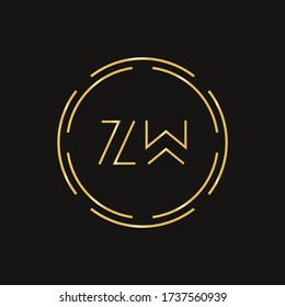 Initial ZW Logo Design Vector Template. Digital Circle Letter ZW Business Logo Vector Illustration