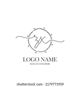 Monograma inicial de belleza ZX y diseño elegante de logotipo, logotipo de escritura a mano de firma inicial, boda, moda, floral y botánica con plantilla creativa.