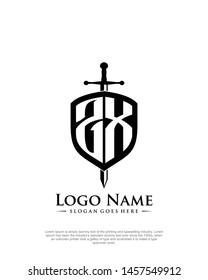 initial ZX letter with shield style logo template vector