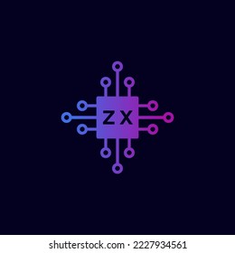 Initial ZX Technology Logo Vector Art Icons and Graphics