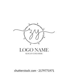 Initial ZY beauty monogram and elegant logo design, handwriting logo of initial signature, wedding, fashion, floral and botanical with creative template.