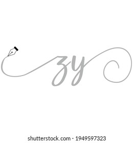 Initial ZY logo handwriting business illustration fashion simple