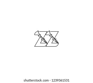 Initial ZZ Letter Outline Linked Floral Ornate Leaf Monogram Logotype