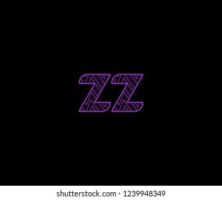 initial ZZ letter zig zag dots pattern modern futuristic logotype