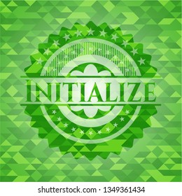 Initialize green emblem with mosaic ecological style background