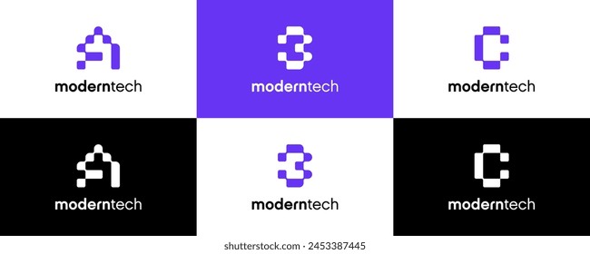 Iniciales A, B, C diseño del logotipo. Logotipo inicial de la letra. Innovadora Plantilla de logotipo de alta tecnología.