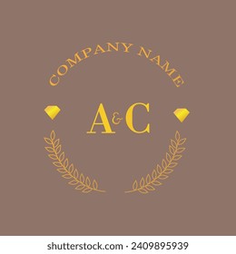 Initials AC letter monogram diamond gold company luxury