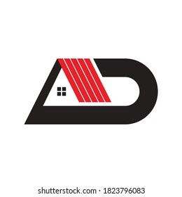 initials AD home logo design for business