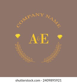 Initials AE letter monogram diamond gold company luxury