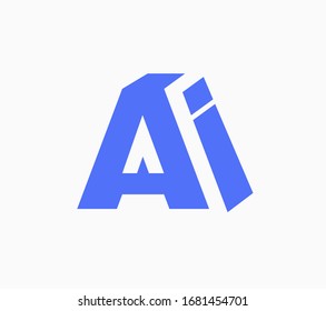 Initials AI hochmodisch Logo. Blaue Buchstaben einzeln auf grauem Hintergrund. Entwerfen Sie Vorlagenelemente. Geeignet für Unternehmen, Technologie, Beratung oder andere Unternehmen.