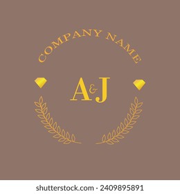 Initial AJ Brief Monogramm Diamantengold Unternehmen Luxus