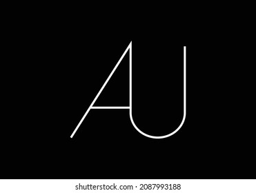 Iniciales letras alfabéticas logotipo de monograma AU o UA