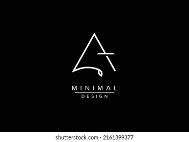Initials alphabet letters AT or TA monogram logo