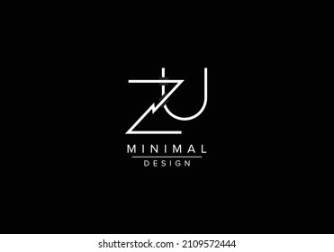 Initials alphabet letters ZU or UZ monogram logo