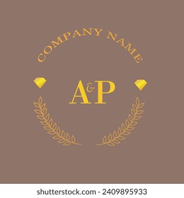 Initials AP letter monogram diamond gold company luxury