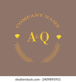 Initials AQ letter monogram diamond gold company luxury