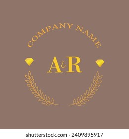 Initials AR letter monogram diamond gold company luxury