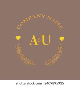 Erstmalige AU-Brief-Monogramm Diamantengold Unternehmen Luxus