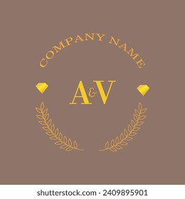 Erstmalige AV-Brief-Monogramm Diamantengold Unternehmen Luxus