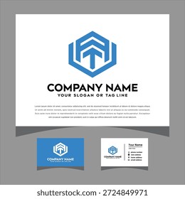 iniciais logotipo avt com um cartão de visita vetor criativo