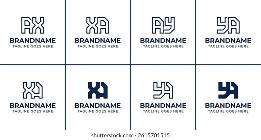 Initials AX XA AY YA Monogram Logo Set, suitable for any business