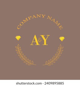 Initials AY letter monogram diamond gold company luxury