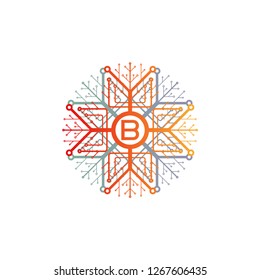 initials B , Connection icon templates , vector logo technology for business corporate , element illustration