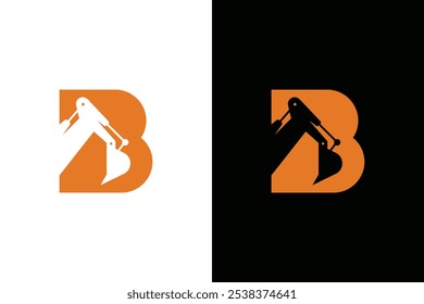 Iniciais B Escavadora, para o projeto do logotipo da empresa de construção