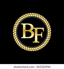 initials b and f logo luxurious golden letters with gold rope
