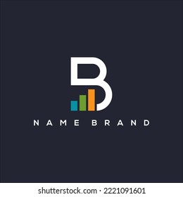initials B and growth accounting business logo vector