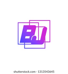The initials B and J colored gradient combination of blue and pink. BJ vector design logo