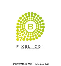 initials B letter , Pixels logo template , tech vector logos for business , element , illustration 