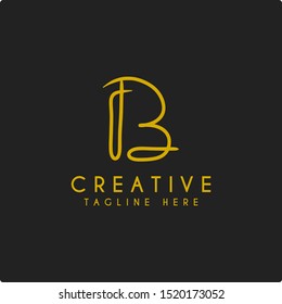 Initials B Logo Design for a Beauty Salon or Boutique With Gold on a Black Background