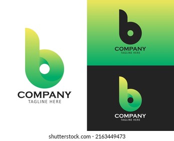 Initials B Logo Design. Green Color Logo Concept. Logo Template.