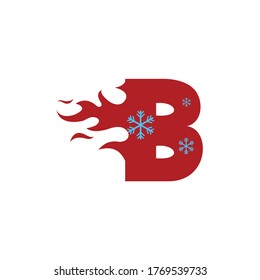 initials B logo fire and snow vector creative design