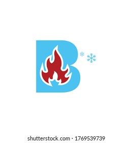 initials B logo fire and snow vector creative design