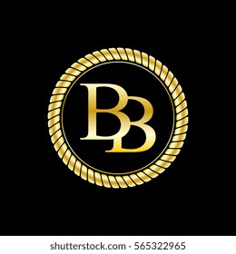 initials b and b logo luxurious golden letters with gold rope