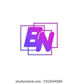 The initials B and N colored gradient combination of blue and pink. BN vector design logo