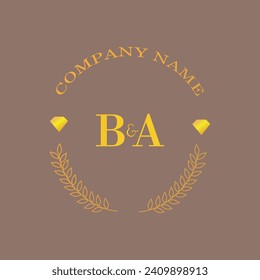Iniciales BA carta monograma empresa de oro diamante lujo