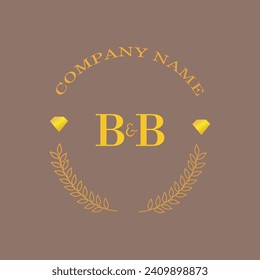 Iniciales BB letra monograma empresa de oro diamante lujo