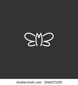iniciales BMB combinado con diseño de ilustración vectorial de mariposa, bueno para diseño de moda