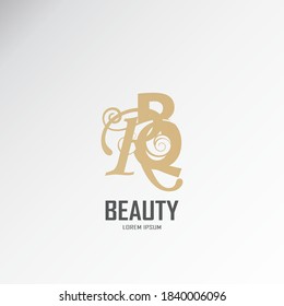 el logotipo rb es dorado, inspirado en el logotipo del lujo combinado con líneas de firma curvadas.