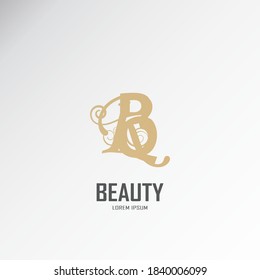 el logotipo rb es dorado, inspirado en el logotipo del lujo combinado con líneas de firma curvadas.