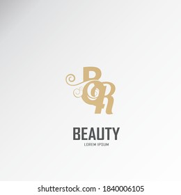 die Initialen br, rb Logo ist Gold, inspiriert durch das Logo des Luxus kombiniert mit geschwungenen Signaturen Linien.