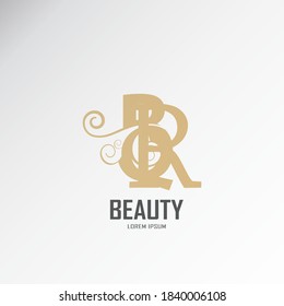 the initials br, rb logo is gold, inspired by the logo of luxury combined with curved signature lines.